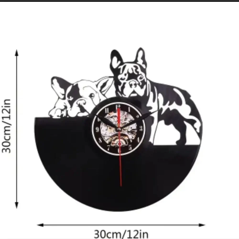 NEW Boston Terriers French Bulldogs Vinyl Record‎ Album Carved Clock Dog Puppy
